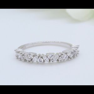 4mm Art Deco half eternity sterling silver